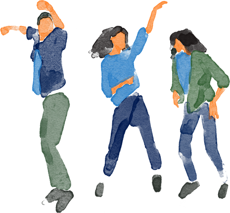 Watercolor people dancing